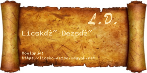Licskó Dezső névjegykártya